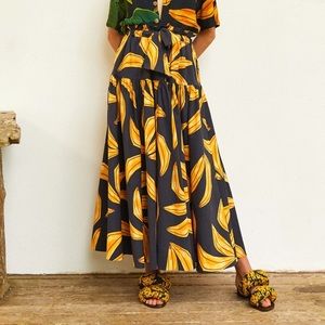 Farm Rio ripe bananas paperbag maxi skirt XS